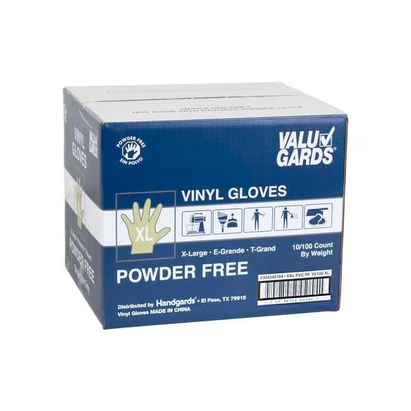 Valugards PF, Vinyl Disposable Gloves, Vinyl, Powder-Free, XL, 1000 PK, Clear, Valugards, Mfr#: 304340184